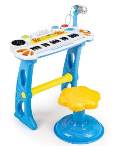 Dječji klavir s mikrofonom i tabureom Flower Yellow