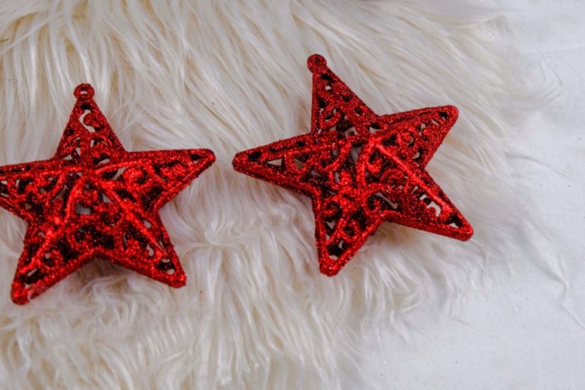 Karácsonyfadísz - csillag 3db 10,5cm RED