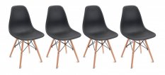 Set de scaune negre în stil scandinav CLASSIC 3 + 1 GRATIS!
