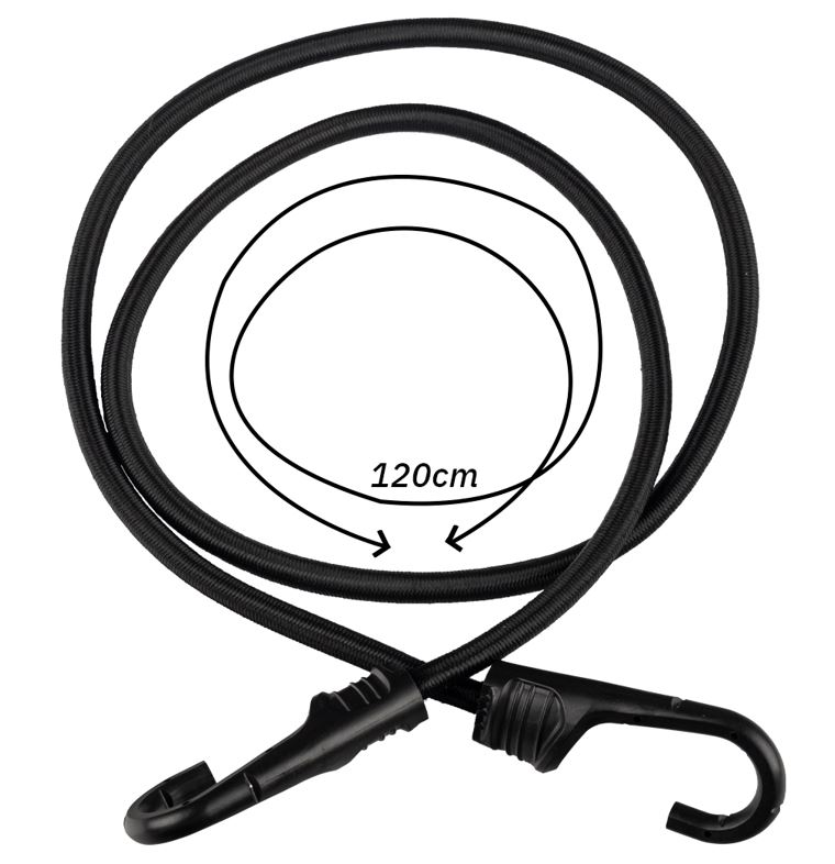 Elastischer Gummizug mit Metall-Kunststoff-Haken, 120cm, 2 Stück