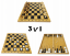 Lesena šahovnica 3v1