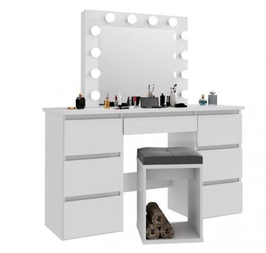 Masă de toaletă cu oglindă LED Daniella White