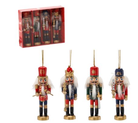 Fából készült karácsonyi díszek Diótörő 4db 12,5cm