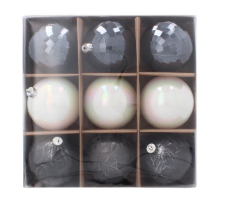 Karácsonyi gömbök 9db 8cm Antracit