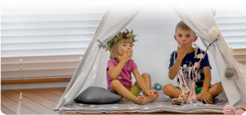 Cort pentru copii TeePee cu perne Grey Sky