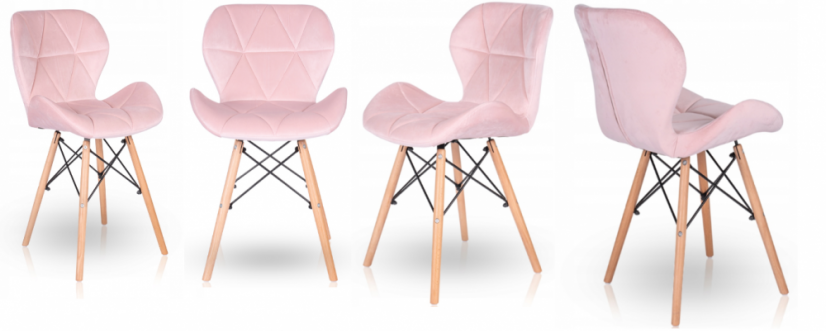 Blagovaonske stolice 4 kom ružičasti baršun PINK CRYSTAL