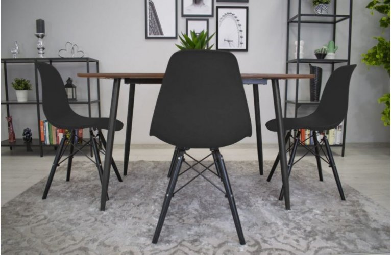 Blagovaonske stolice 4 kom crne skandinavski stil Dark Classic