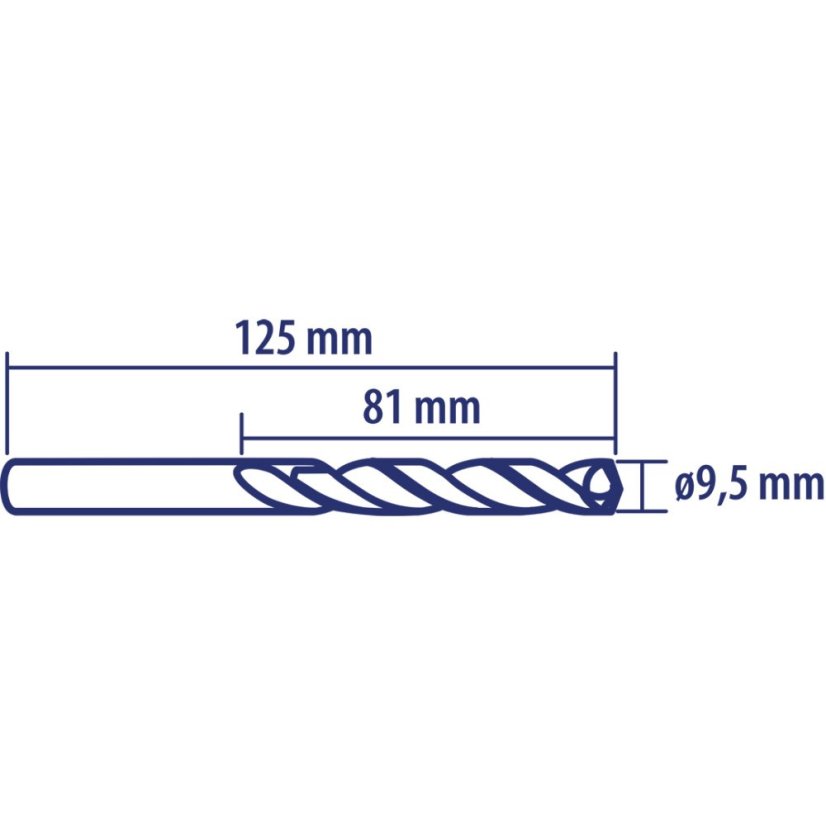 Baildon DIN 338 RN 9,5 mm, HSS TiN (S), 125-81 mm (3-hornyos szár) 71109503