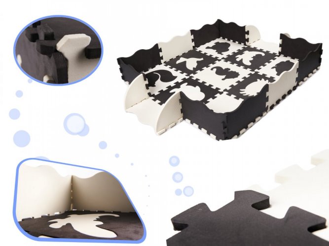 Hab puzzle - oktató szőnyeg 114x114cm Black White