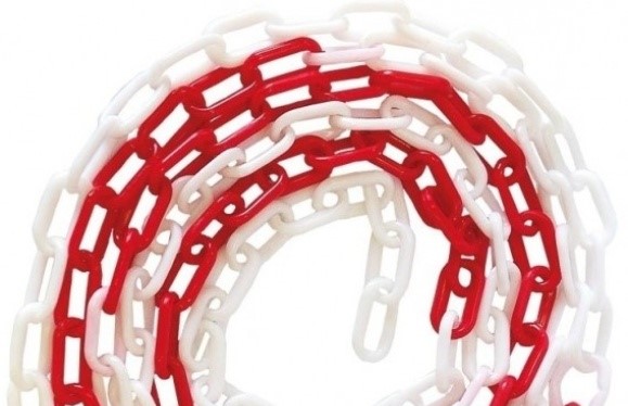 Plastična veriga, 8mm belo-rdeča, 25m