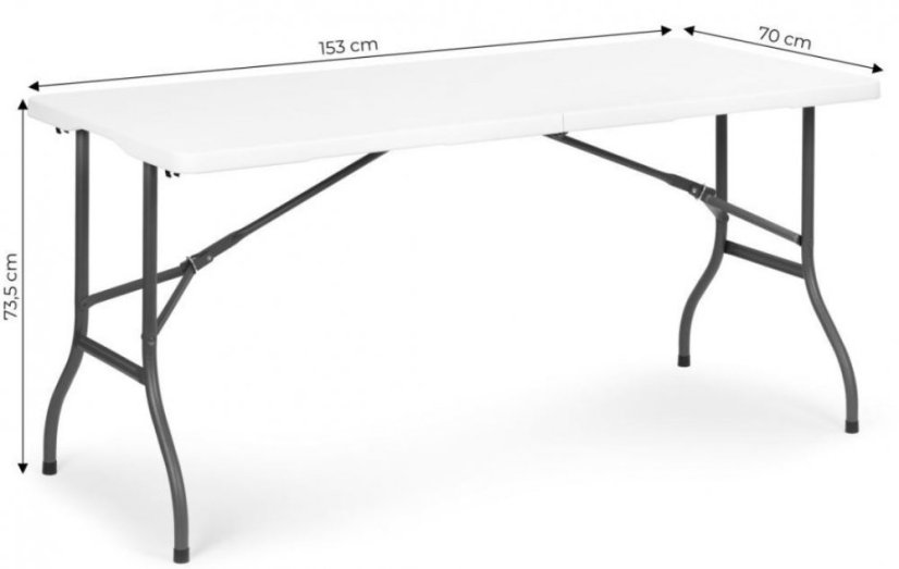 Összecsukható vendéglátóasztal 153cm fehér