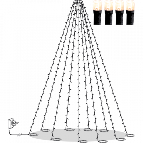 Kúp alakú dekorációs LED világító rendszer, 360 LED, 7 m, meleg fehér