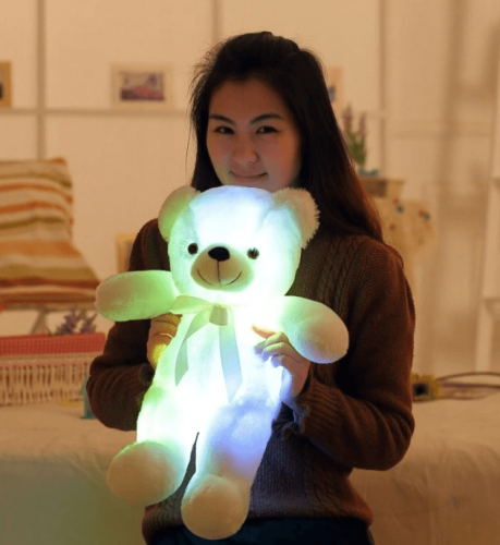 Svetleči LED plišasti medvedek WHITE 50cm
