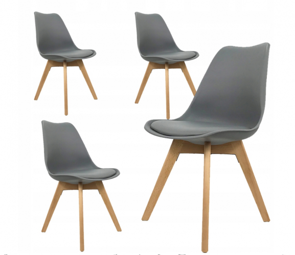 Jedilni stoli 4 kosi temno sivi skandinavski stil Basic