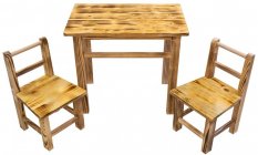 Детска дървена маса + 2 стола