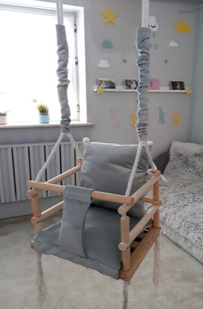 Gyerek fa hinta Simple Grey