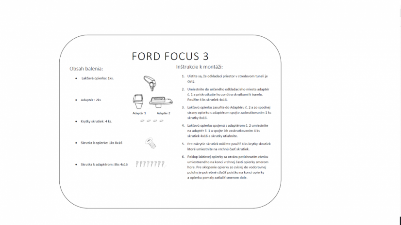 Cotieră Ford Focus III, MK3, husă textilă, neagră
