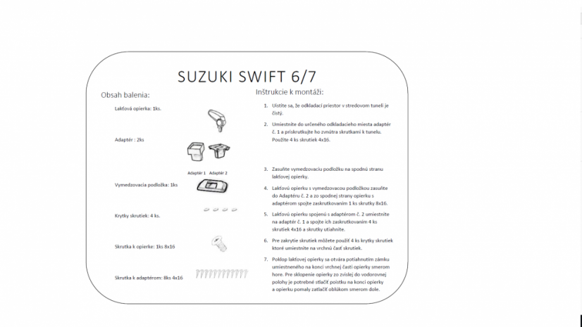 Könyöktámasz Suzuki SWIFT 7, fekete, öko-bőr