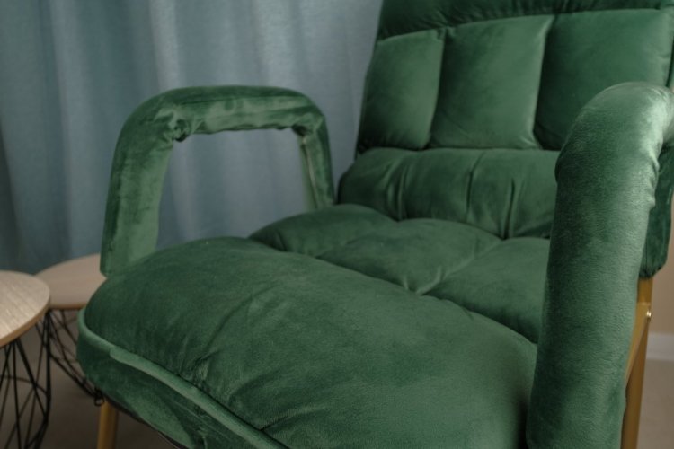 Állítható fotel lábtartóval Dark Green Elegance