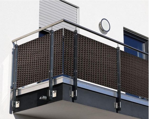 Paravan de balcon din Polyrattan 0,9x3m 1300g/m2 maro închis