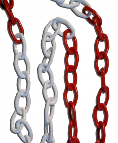 Plastična veriga 5,5mm belo-rdeča, 25m, romboidna