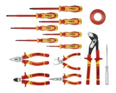Комплект електротехнически клещи и отвертки 1000V, 13 бр.