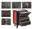 Професионална количка за работилница за инструменти 420бр - 7 чекмеджета Черно/Червено
