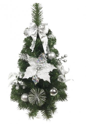 Božićno drvce za stol Jela 60cm Silver Poinsettia