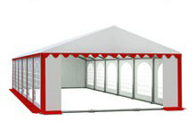 Party šotor 5x12m - Premium-- jeklena cevna konstrukcija, belo-rdeči