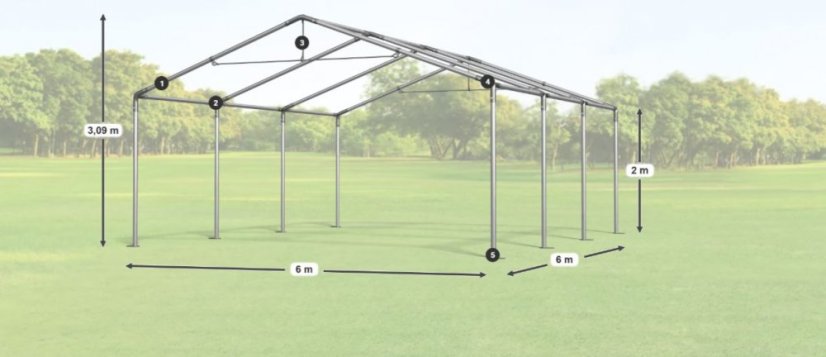 Party šator 6x6x2m Comfort PE 240g s mrežom protiv komaraca Summer