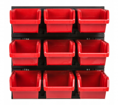 Werkzeugwand 39 x 39cm + 9 Boxen RED