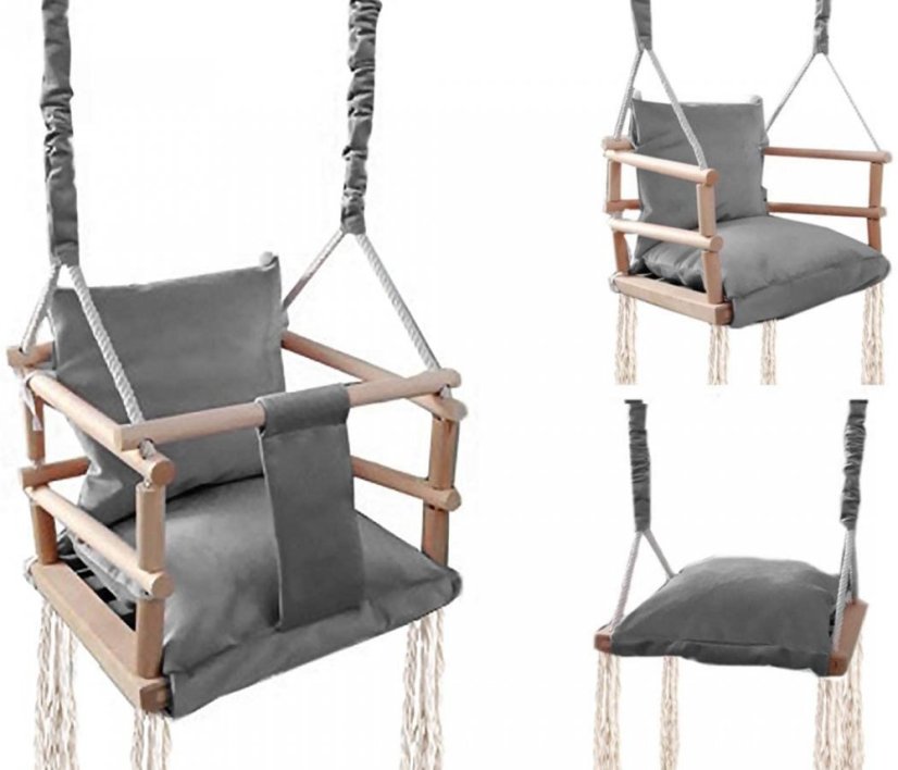 Gyerek fa hinta Simple Grey