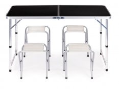 Zložljiva miza za kampiranje 120x60cm in 4 stoli Black