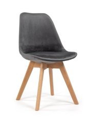 Scaun de sufragerie din catifea stil scandinav Grey Glamor