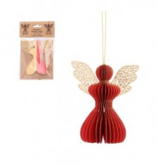 Ornament decorativ din hârtie Înger Roșu 12cm 1 buc