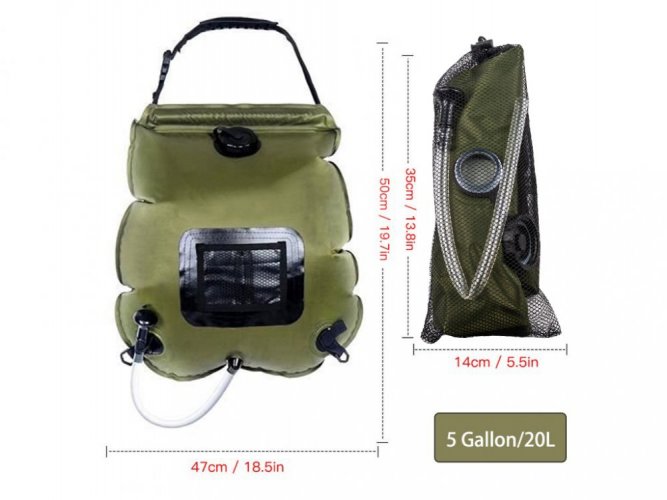 Duș portabil solar pentru camping 20L Green Wild