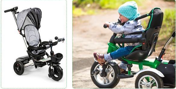 Otroški tricikl s vrtljivim sedežem Kids Grey