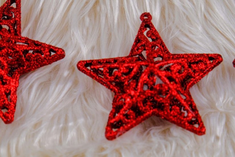 Karácsonyfadísz - csillag 3db 10,5cm RED
