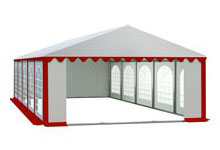 Party šotor 6x10m - Premium-- jeklena cevna konstrukcija, belo-rdeča