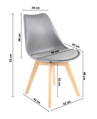 Трапезен стол сив скандинавски стил Basic