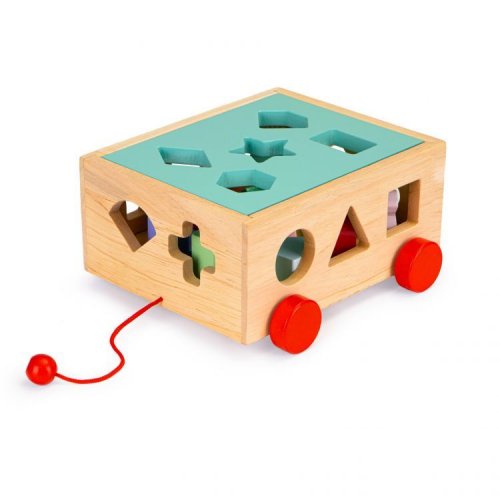Inserție educativă din lemn pentru copii cu cuburi Trolley
