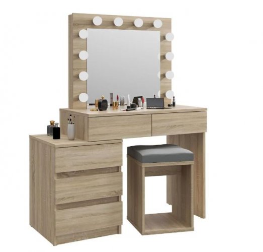 Măsuță de toaletă cu oglindă LED Vanessa Sonoma