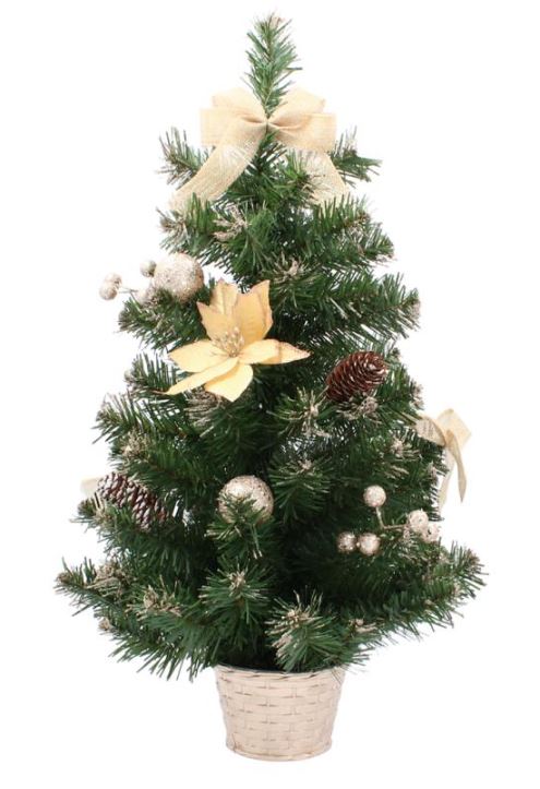 Božično drevo Jelka na mizi 60 cm Gold Poinsettia 1
